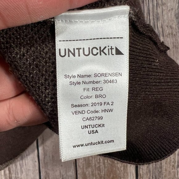 UNTUCKit Sorensen Merino Wool Henley Neck Pullover Sweater Medium Mens Brown - Picture 5 of 8